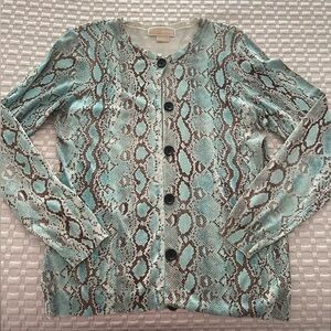 Michael Michael Kors snake print cardigan. silk, nylon, spandex. L. Like new.
